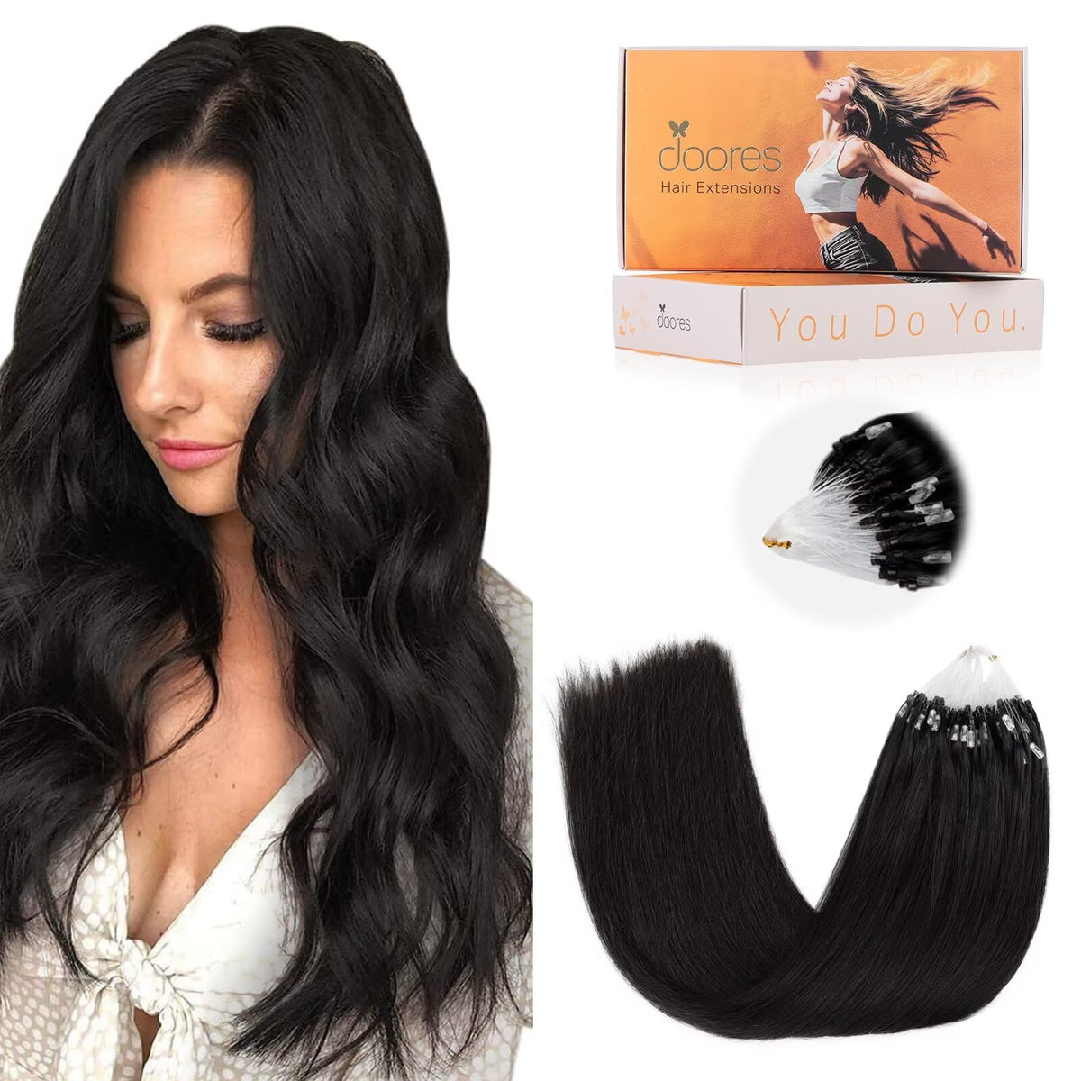 DOORES Microlink natural black 18-inch extensions for seamless lengthening