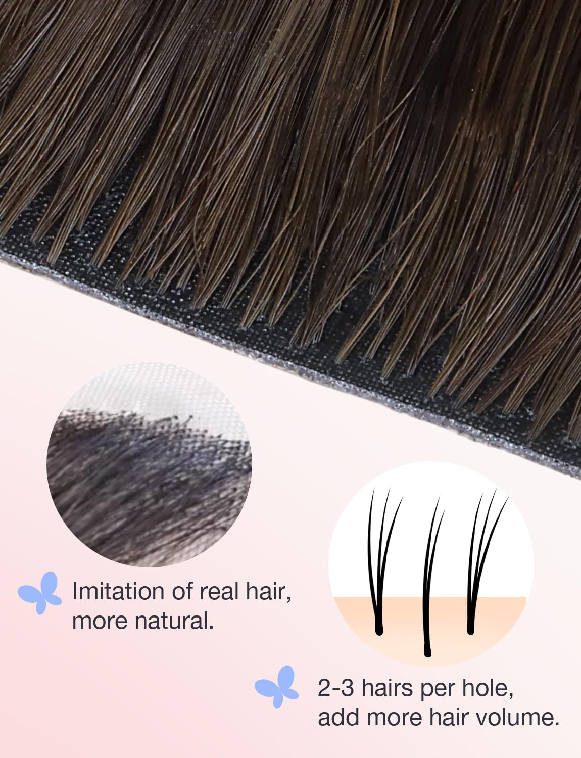 Plant-extract dyed virgin DOORES hair extensions in jet black for natural color