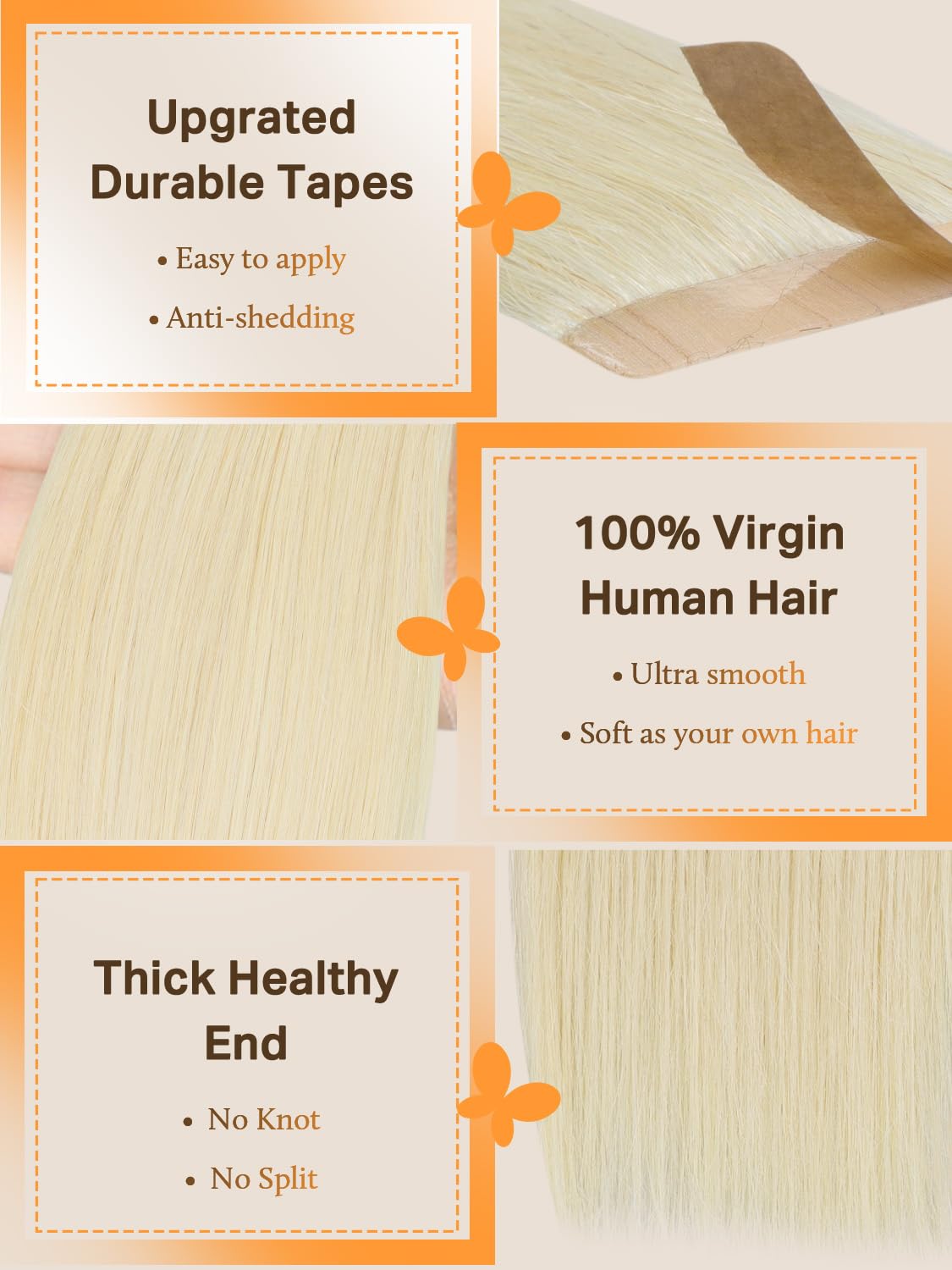 DOORES Remy hair extensions with silky straight platinum blonde texture for natural look