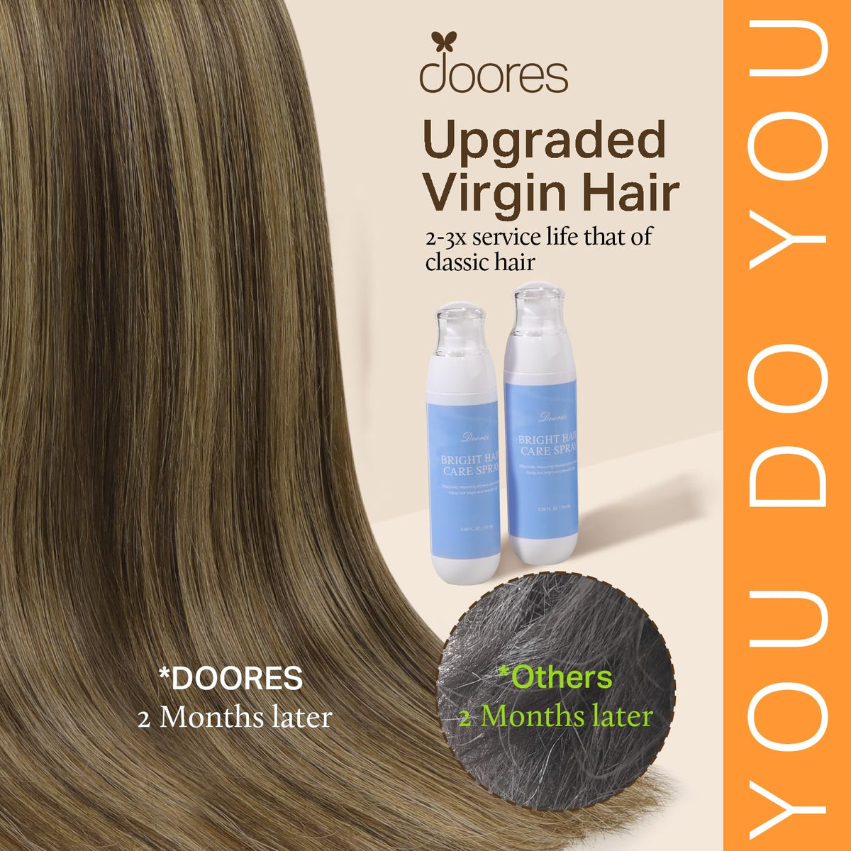 DOORES Remy hair clip-in natural weft 18 inch for versatile styling
