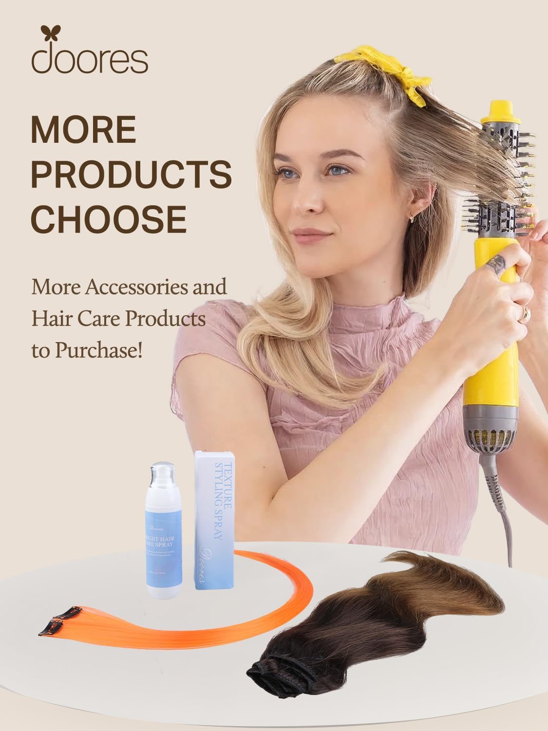 DOORES smooth and silky texture showcases versatile styling options.