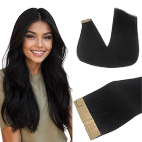 DOORES tape-in hair extensions Jet Black 22 inch for seamless blend