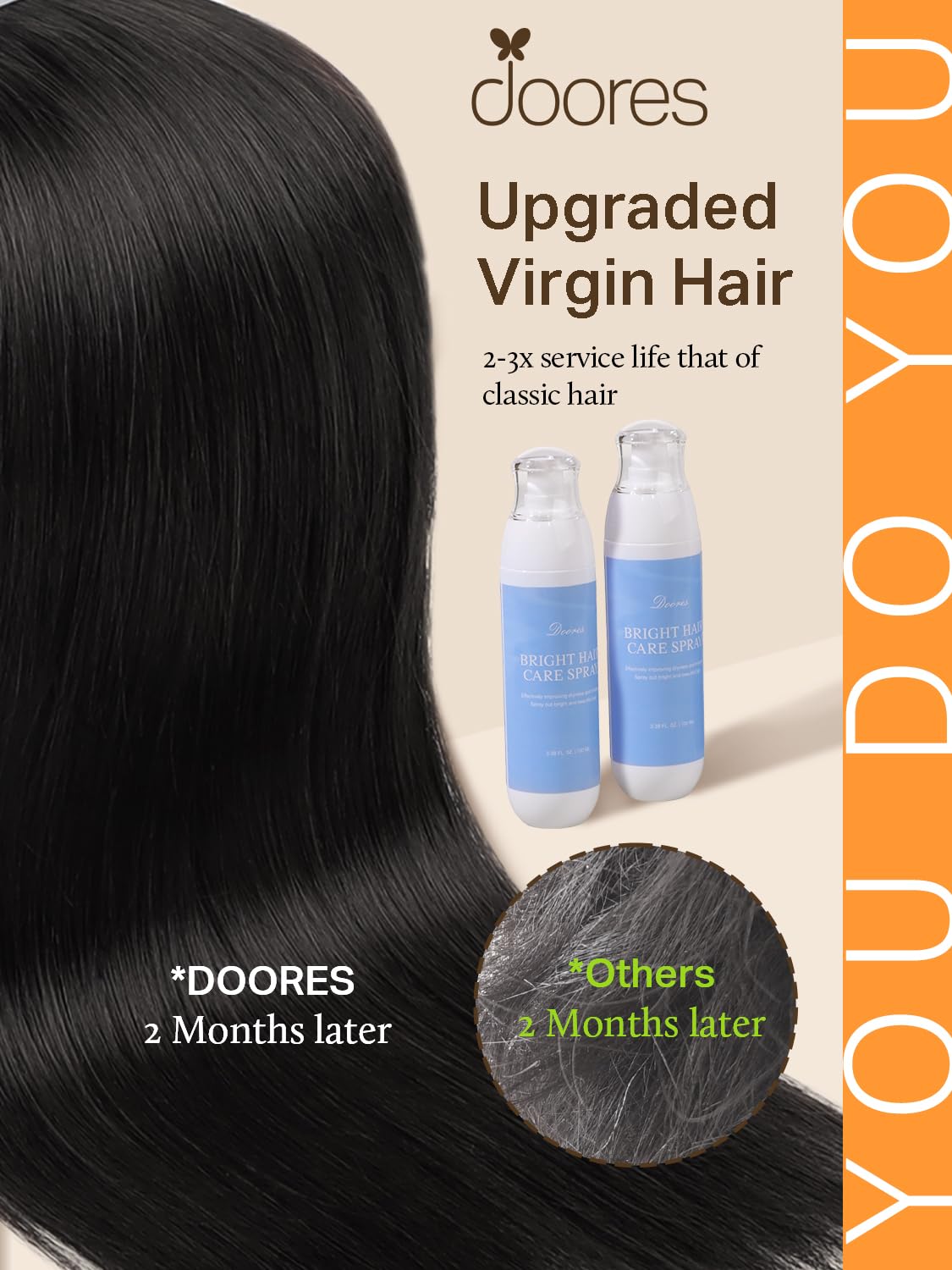 DOORES tape-in extensions Jet Black 22 inch skin-weft for natural finish