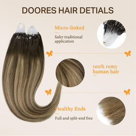 DOORES virgin human hair close-up detail and shine.
