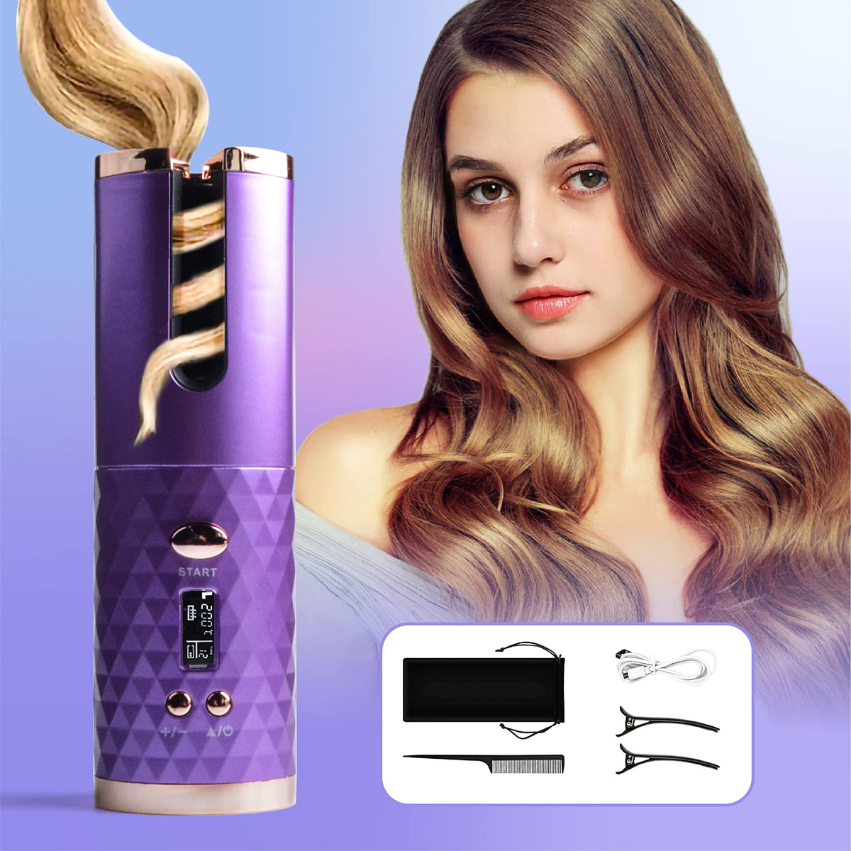 DOORTIAN travel-friendly lightweight curler purple fits in bags for easy touch-ups