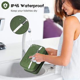 Dopobo bag in use in bathroom illustrates space-saving organization.