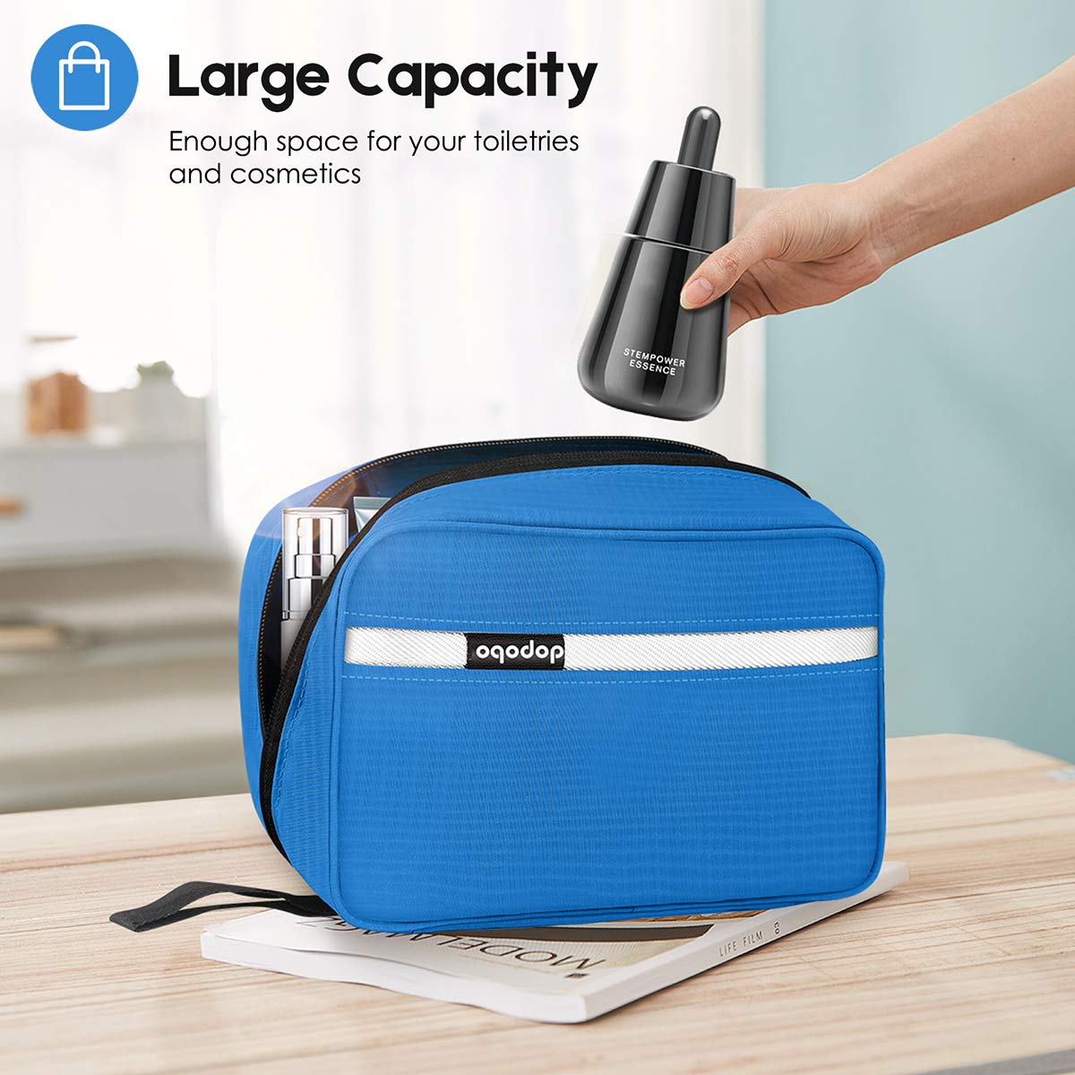 Dopobo Dopp Kit interior pocket layout keeps bottles upright and separated