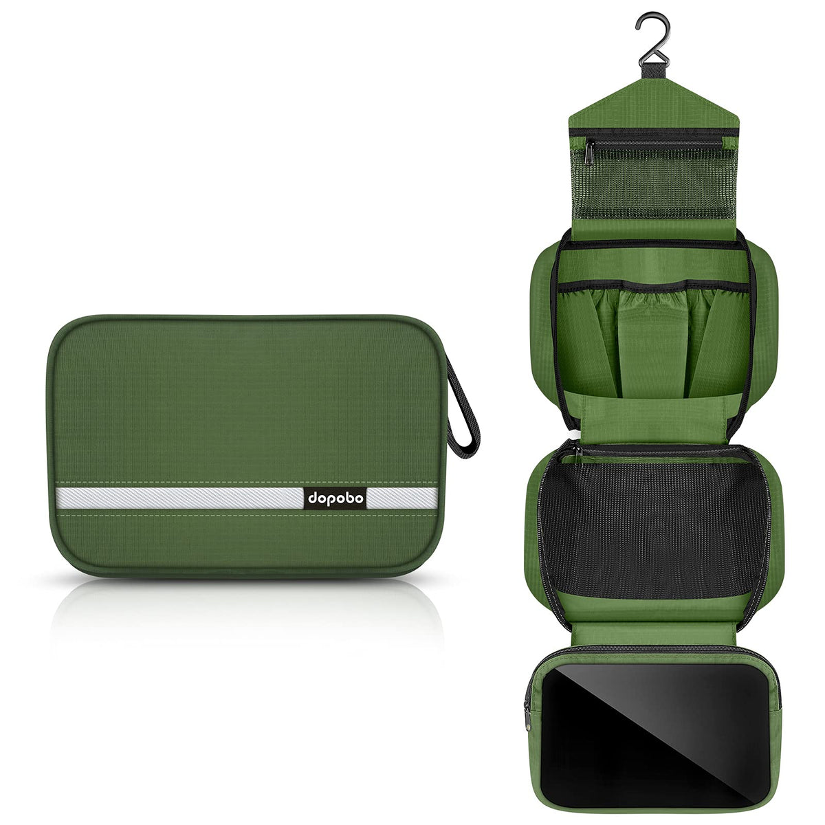 Dopobo travel toiletry bag with hanging hook for easy access on trips.