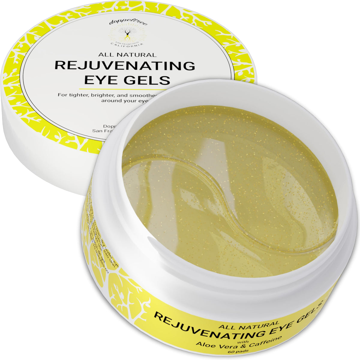 Doppeltree eye patches caffeine for refreshed eyes and reduced puffiness.