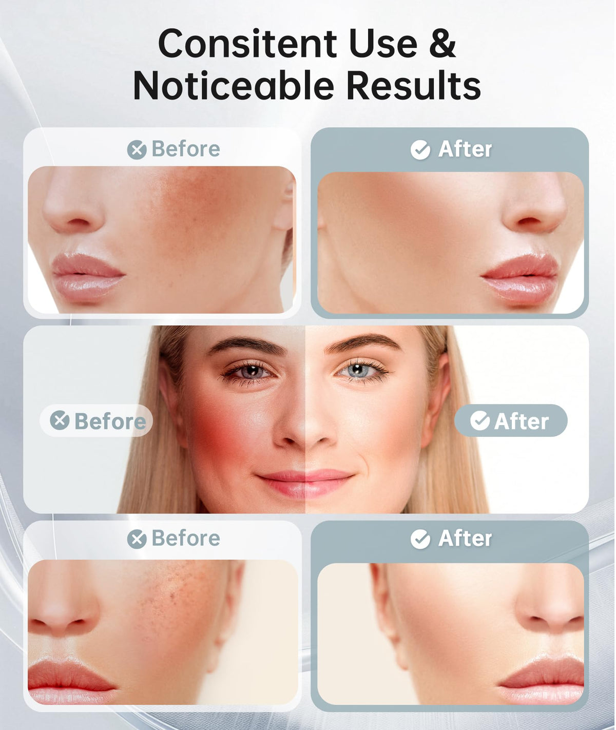 Dopsikn massager close-up shows vibration settings for targeted facial areas.