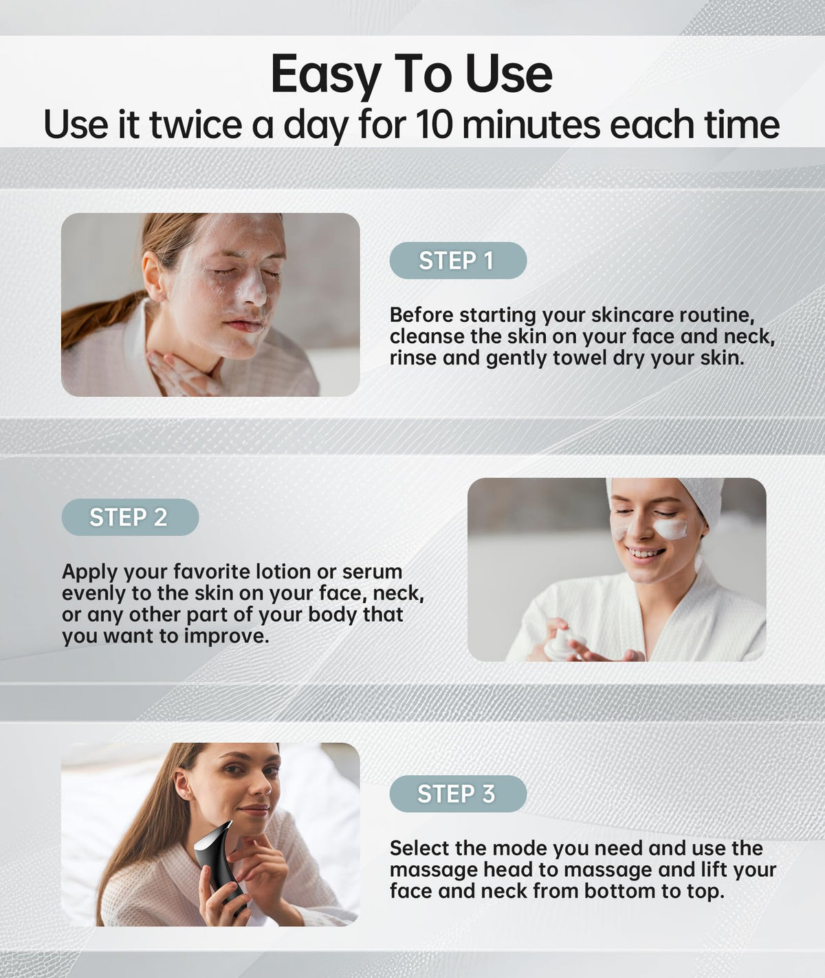 Dopsikn neck and face contouring use demonstrates versatile application on the jawline.
