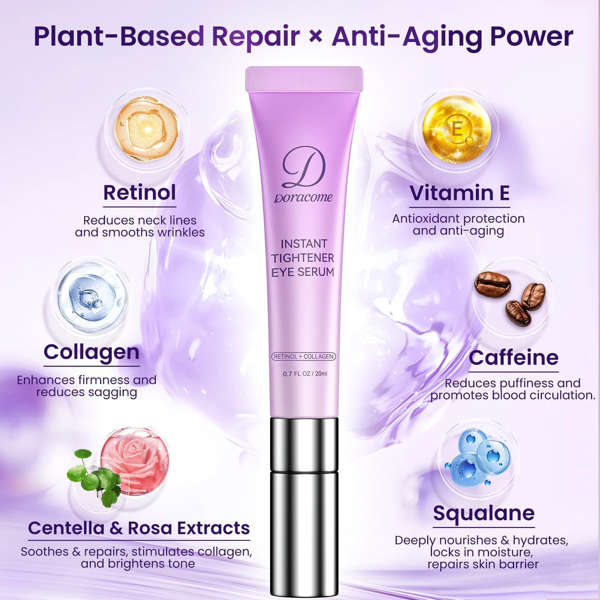 Doracome lightweight serum texture closeup shows non-greasy feel.