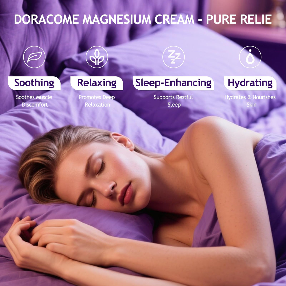 Doracome cream massaged onto calves to ease daily fatigue.