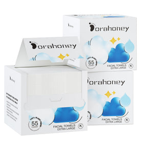 Dorahoney disposable face towels 12x12 extra large for quick makeup removal.