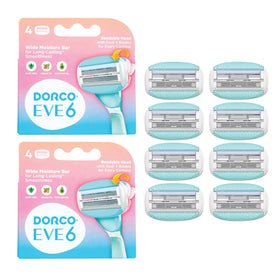 DORCO Eve six-pack razors for women with close shave potential.