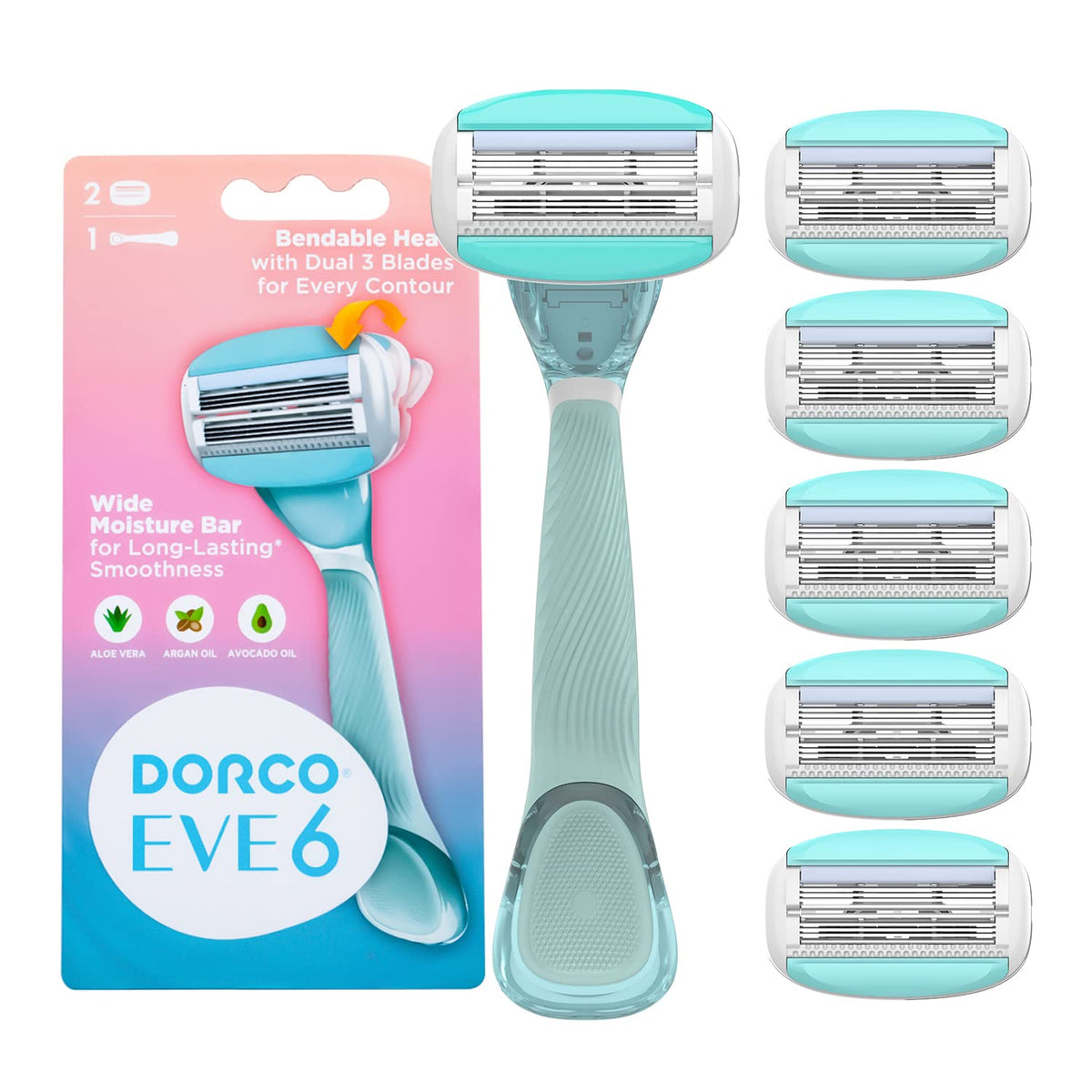 Dorco Eve 6 razor handle provides a comfortable grip for smooth shaving.