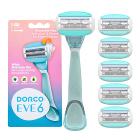 Dorco Eve 6 razor handle provides a comfortable grip for smooth shaving.