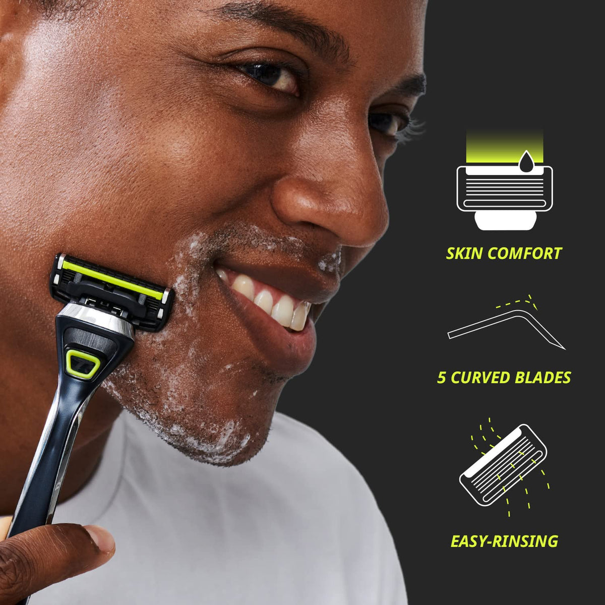 Dorco Pace 5 Pro curved blades design for close, comfortable shave.