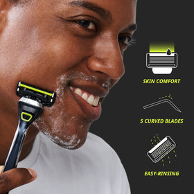Dorco Pace 5 Pro curved blades design for close, comfortable shave.