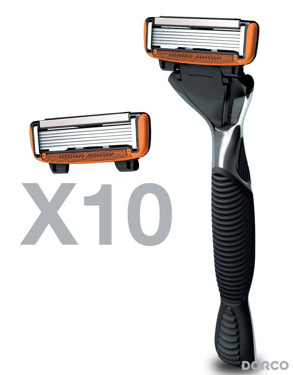 Dorco Pace 6 replacement cartridges in a 10-pack for long-term shaving