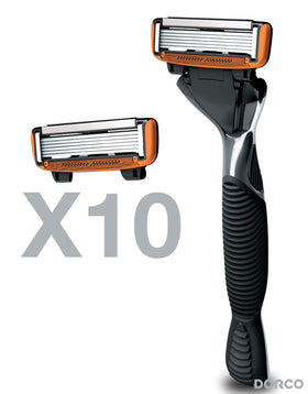 Dorco Pace 6 replacement cartridges in a 10-pack for long-term shaving