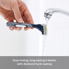 Guard bar on Dorco Pace 6 Plus stretches skin for a gentle prep