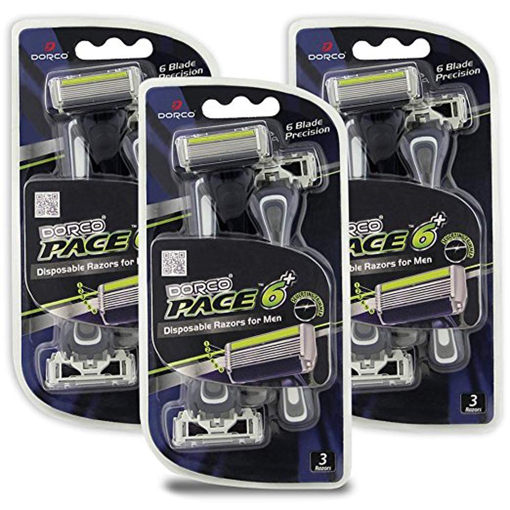 Dorco Pace 6 Plus pack front for easy daily shaves on the go