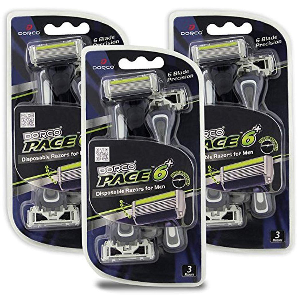 Dorco Pace 6 Plus pack front for easy daily shaves on the go