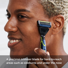 DORCO Pace 6 Sport precision trimmer on back for hard to reach areas