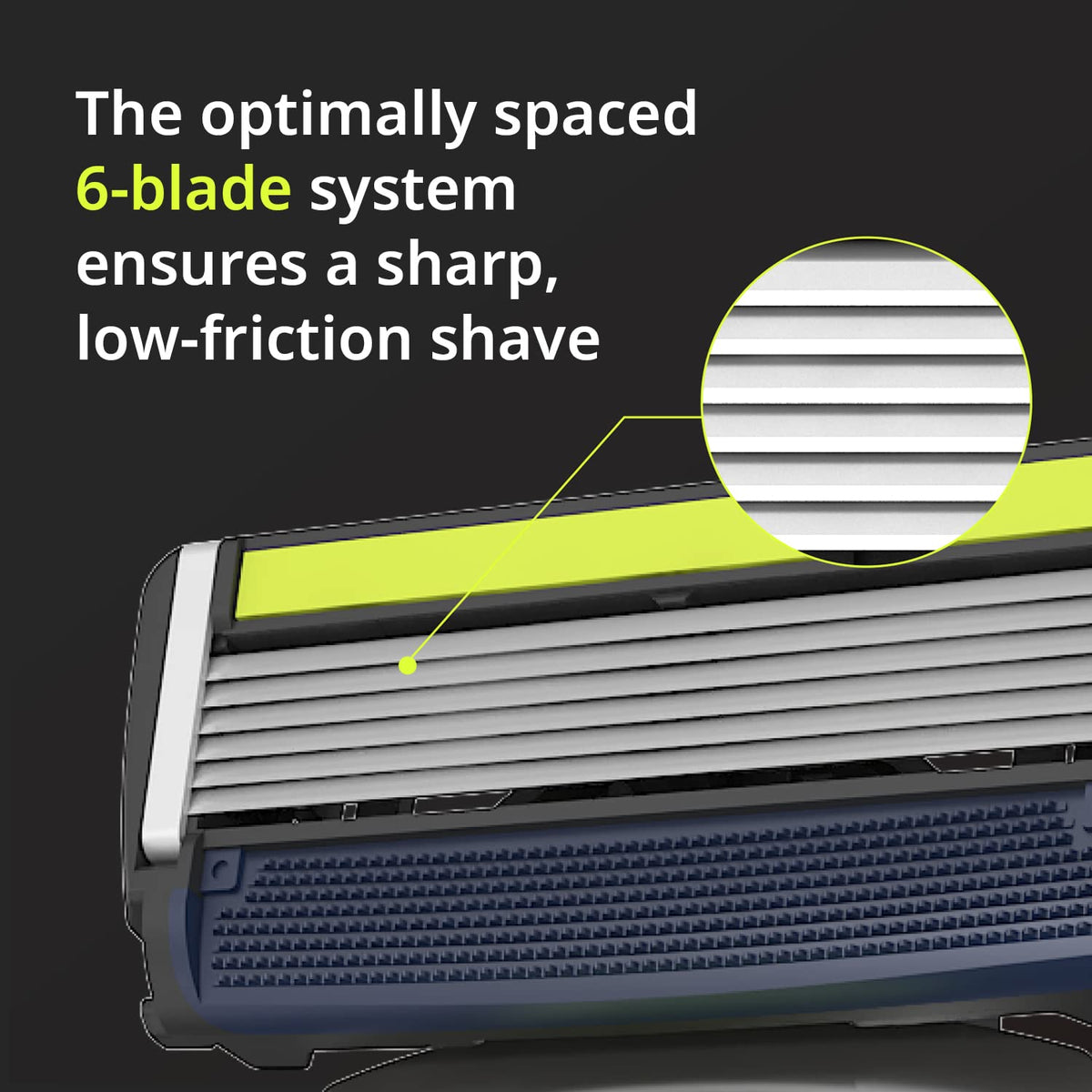 DORCO Pace 6 Sport open blade design aids easy rinsing