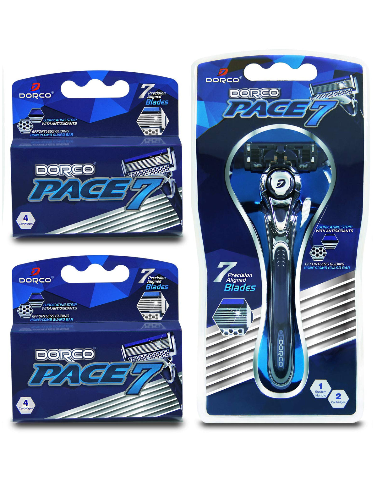 Dorco Pace 7 seven-blade razor close-up for a smooth shave
