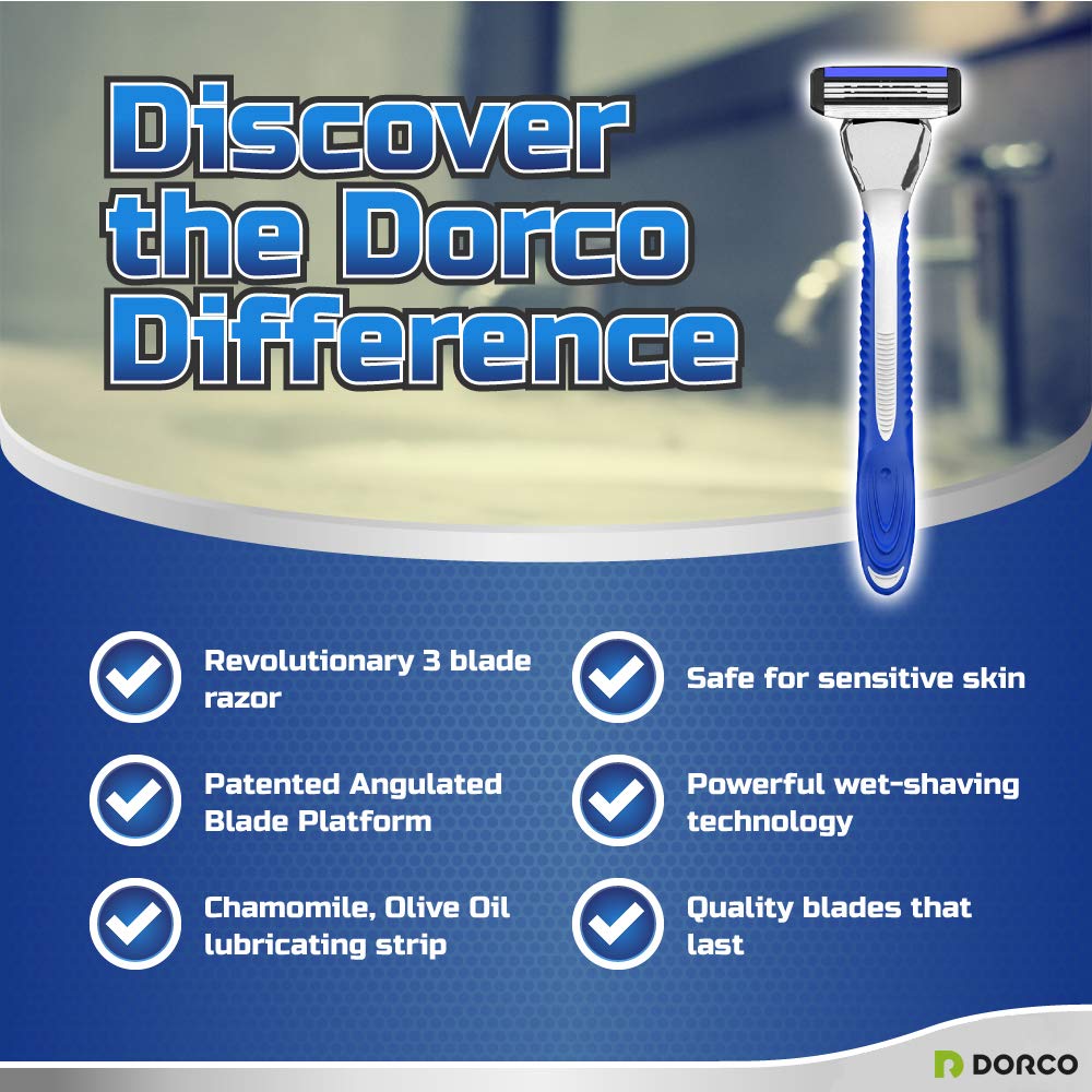 Dorco Pace 3 blade close-up emphasizes precision and close shave potential.