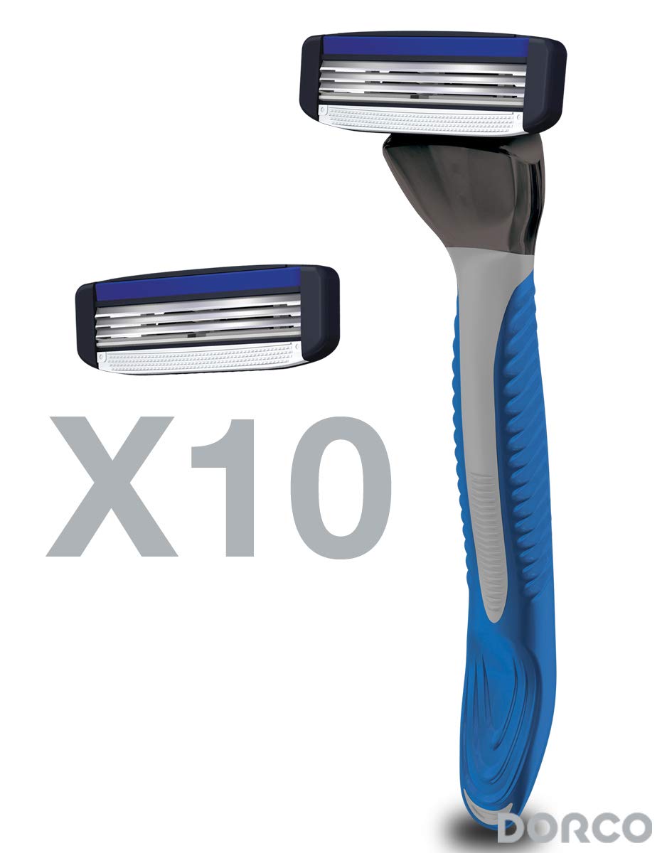 Dorco Pace 3 cartridges highlighting three-blade design for smoother results.