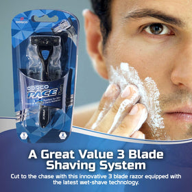Dorco Pace 3 open flow cartridge allows easy rinsing and longer blade life.