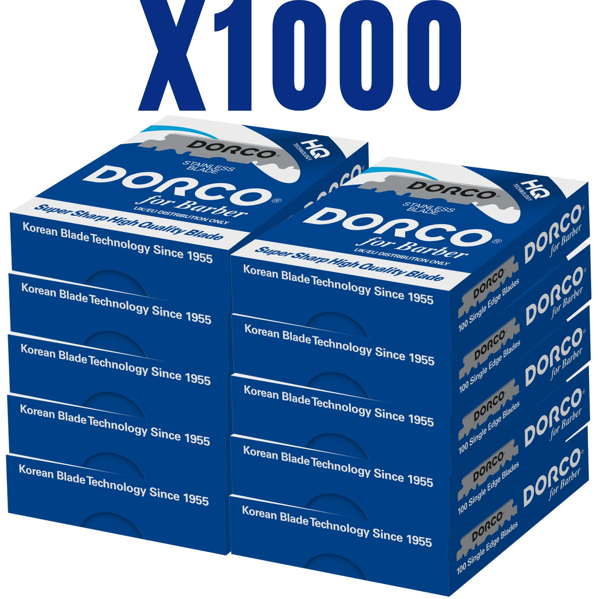 DORCO single edge blades with 1000-count packaging for smooth, consistent shaves.