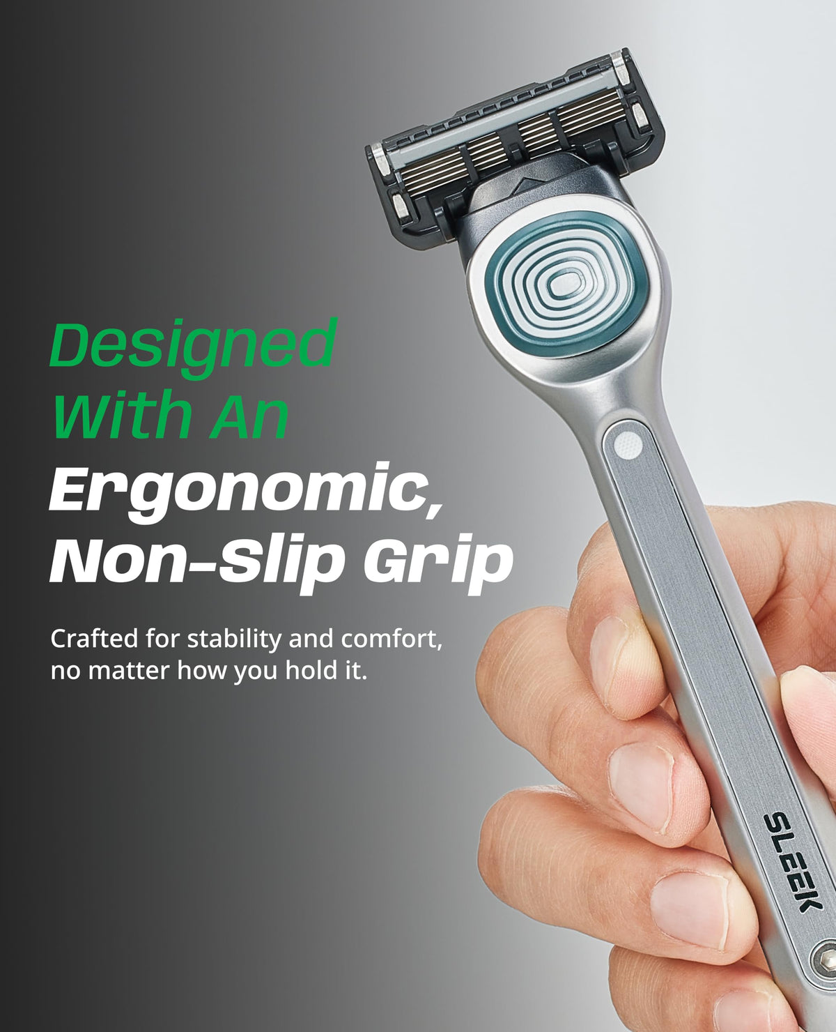 Dorco SLEEK multi-flex-technology visual suggests adaptive blades for flexible facial contours