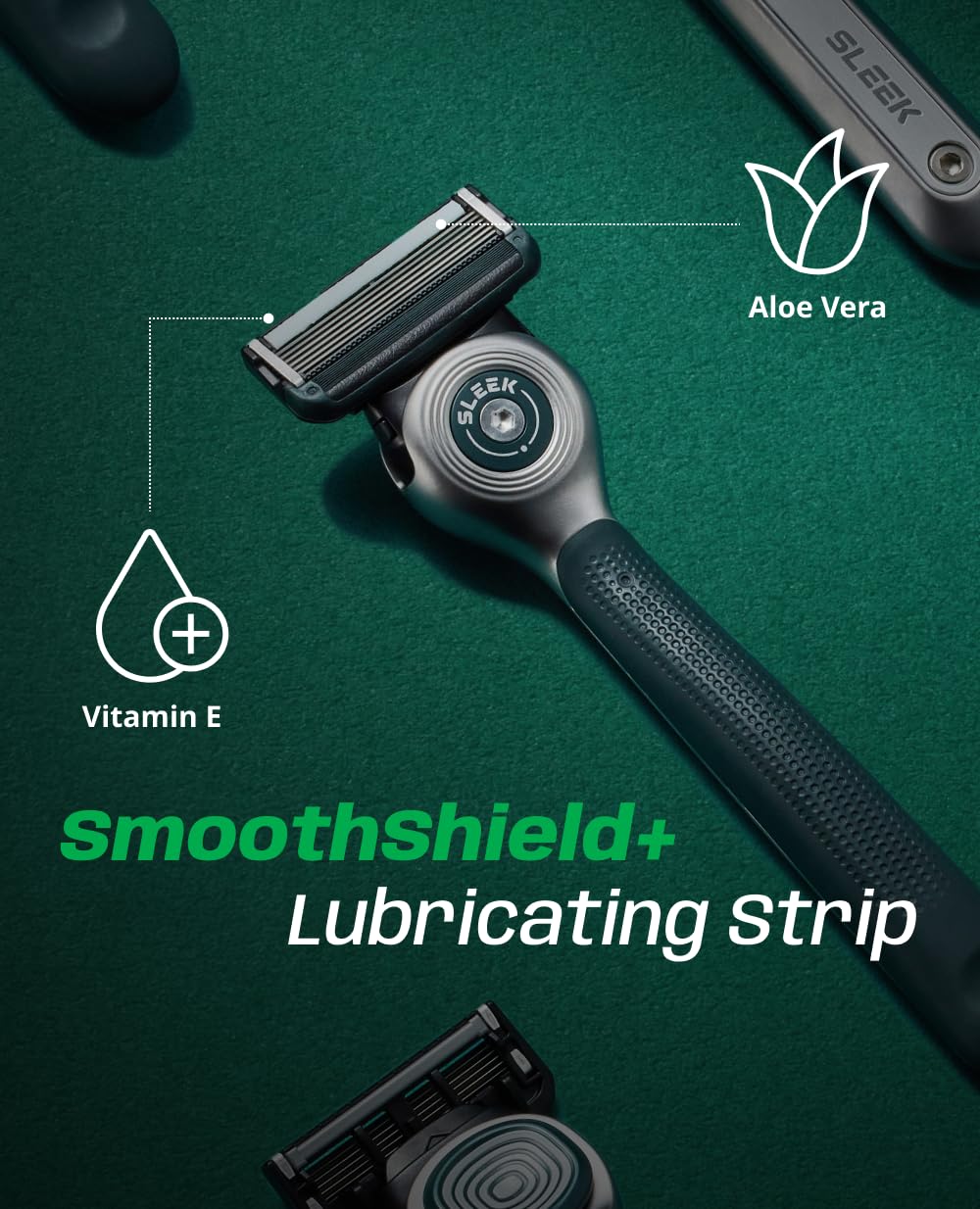 Dorco SLEEK open-flow cartridge design promotes easy cleaning and longer blade life