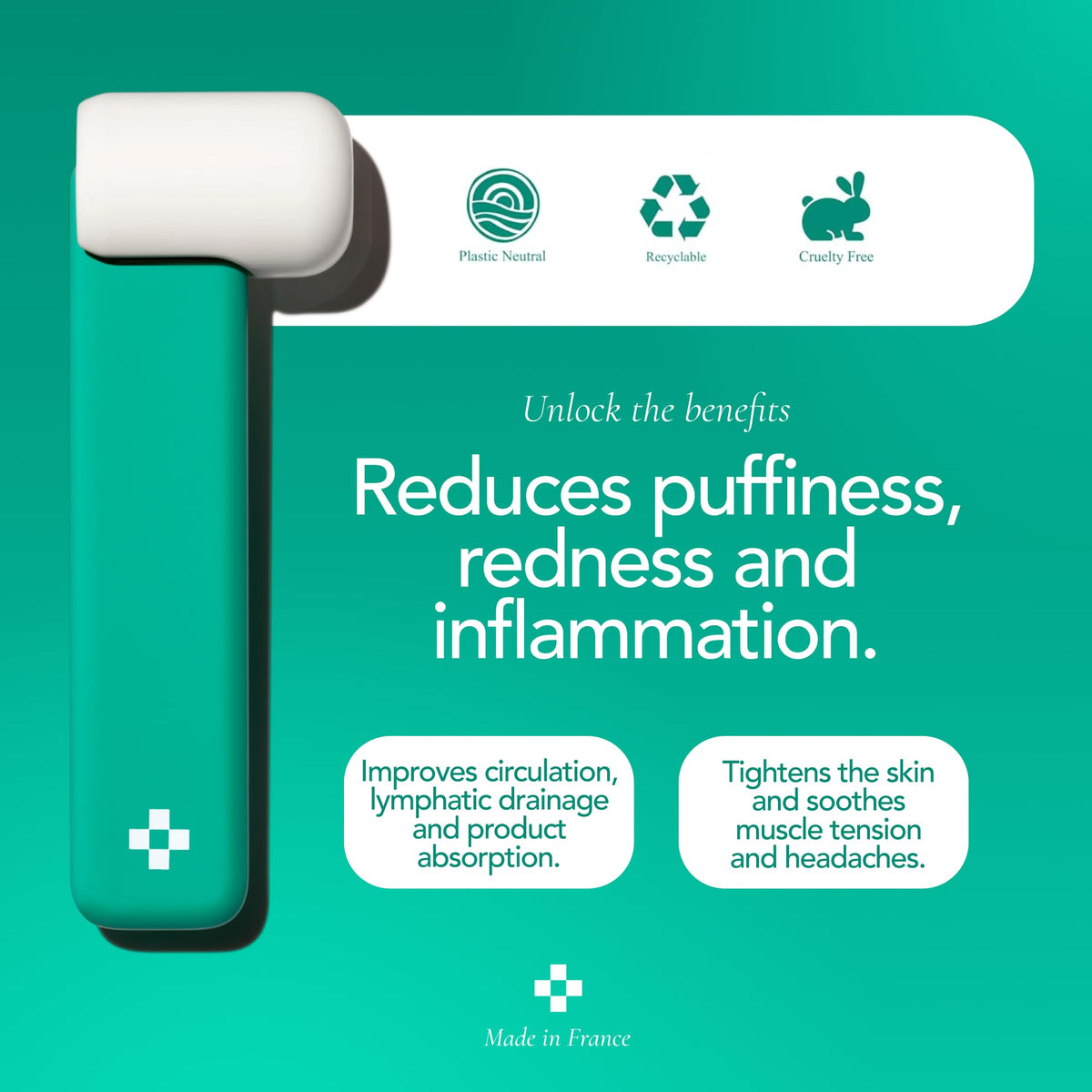 Doré Lymphatic Drainage Ice Roller supports improved facial circulation.