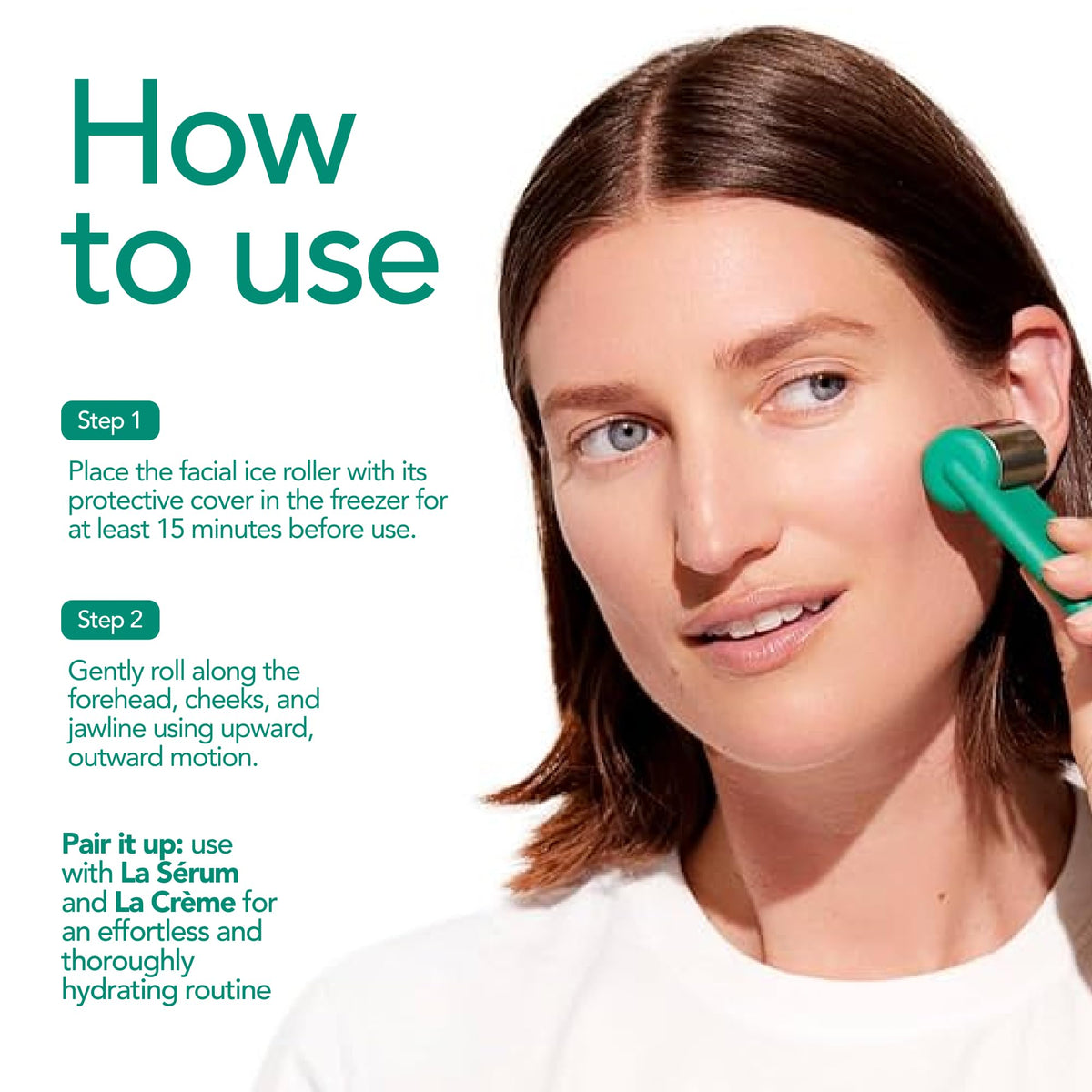 Doré Neck Tightening Ice Roller contours and tones the jawline.