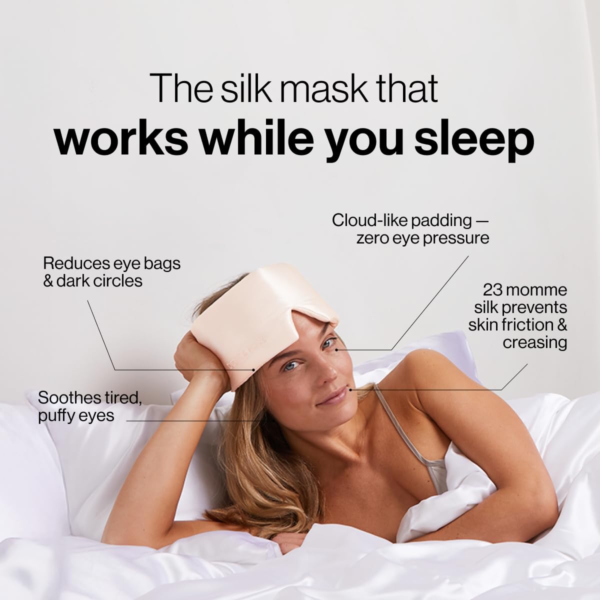 Dore & Rose Deep Sleep Mask breathable silk regulates temperature during sleep.