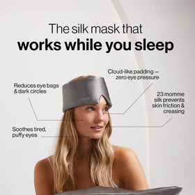 Dore & Rose Deep Sleep Mask on eyelids shows feather-light comfort