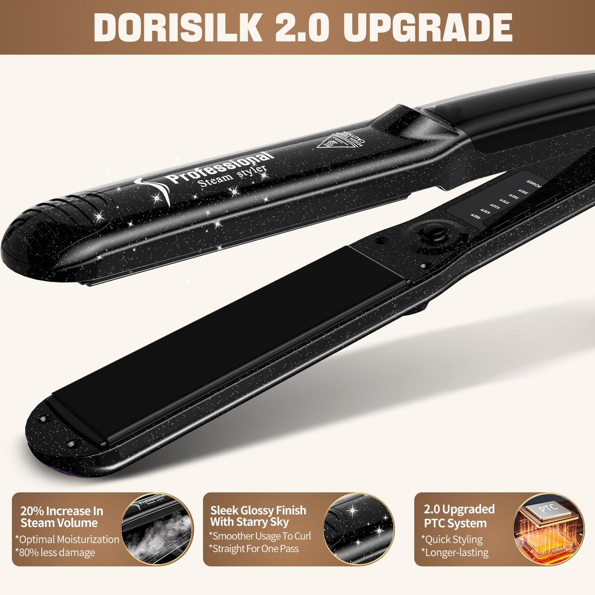 DORISILK 2.0 2 in 1 straightener curling iron enables both styles.