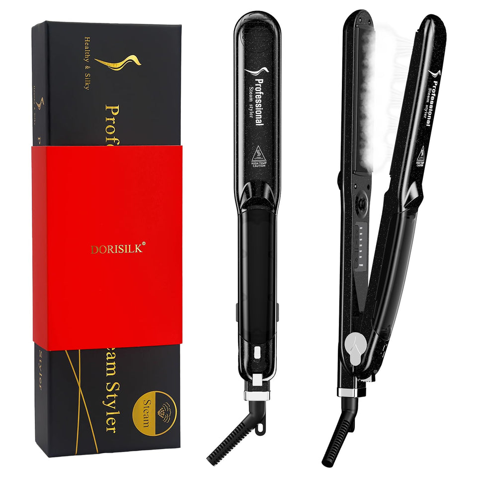 DORISILK 2.0 upgraded steam straightener plate for smooth, glossy results.