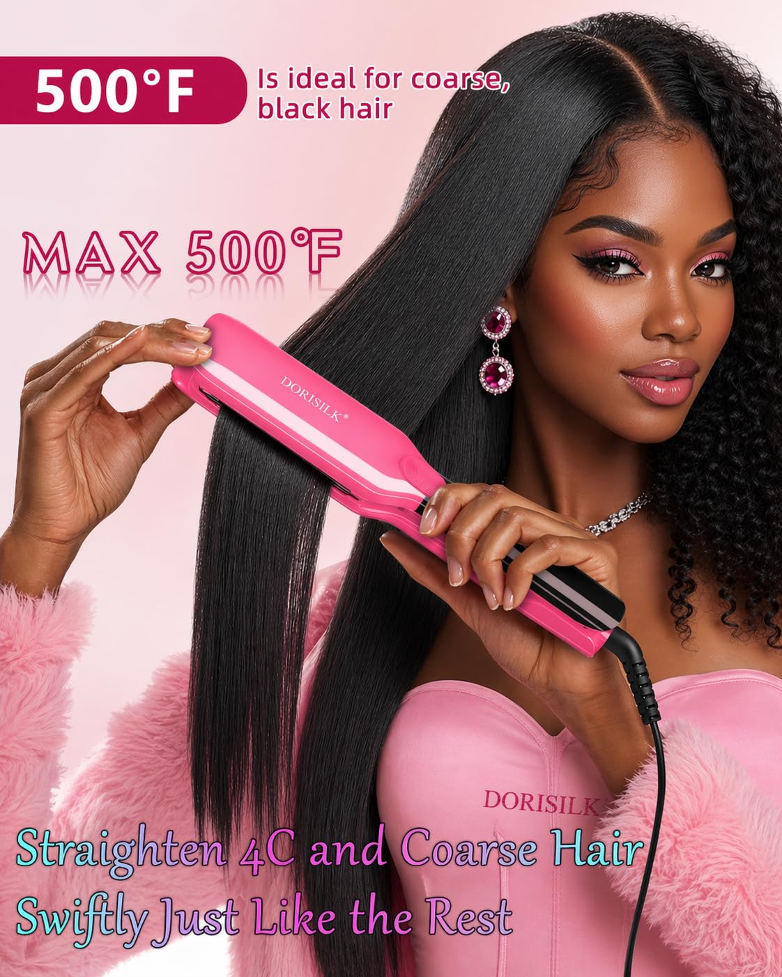 DORISILK 2-in-1 straightener and curler for versatile styling options.