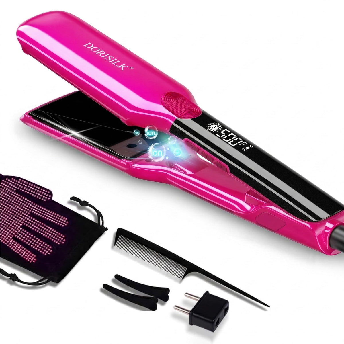 DORISILK 500-degree flat iron with heat recovery for fast, consistent styling.