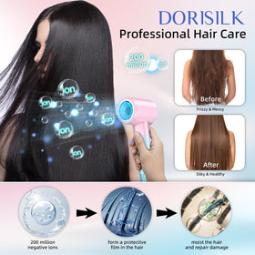 Four heat settings and two speeds on the DORISILK hair dryer