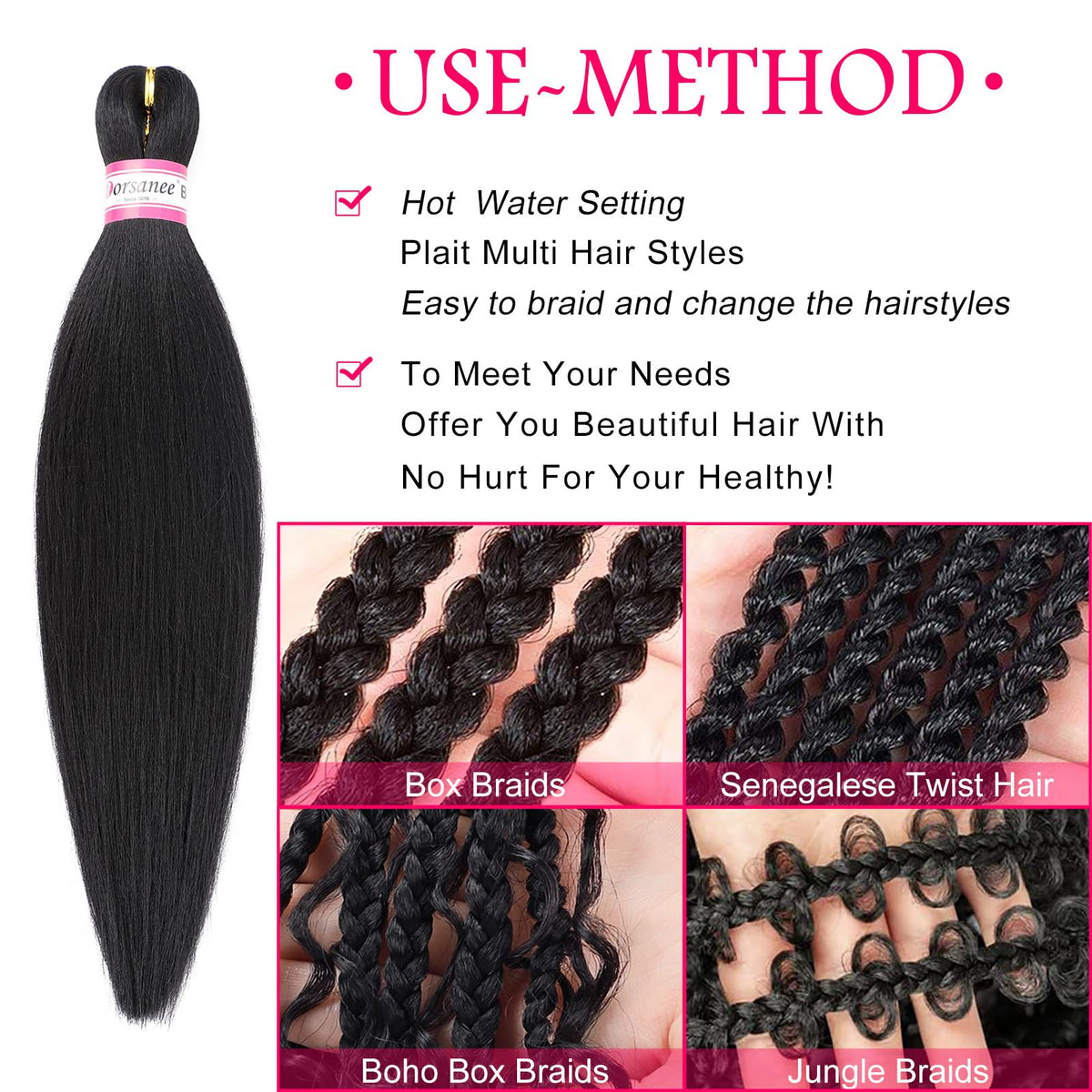 Dorsanee lightweight braiding hair delivers a soft touch with no heavy feel.
