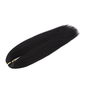 Dorsanee natural black 1B color blends with many hair shades for versatility.