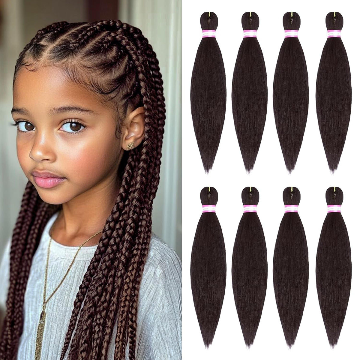 Dorsanee pre-stretched braiding hair 12 inch in brown for quick, protective styles.