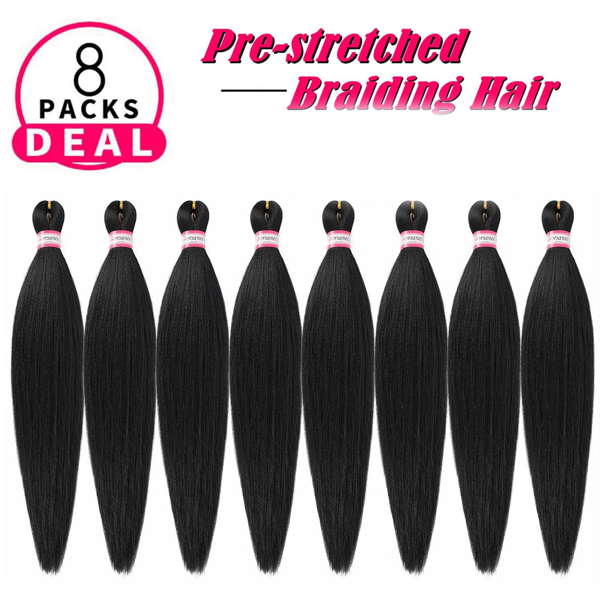 Dorsanee soft synthetic braiding hair with Yaki straight texture for smooth braids.